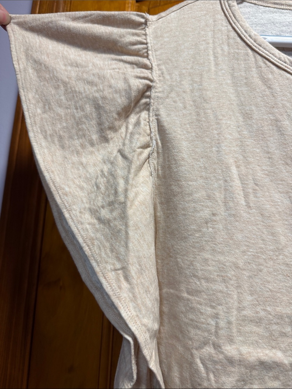 dylan Beige Ruffle Sleeve Short Sleeve Tee - Picture 2 of 7
